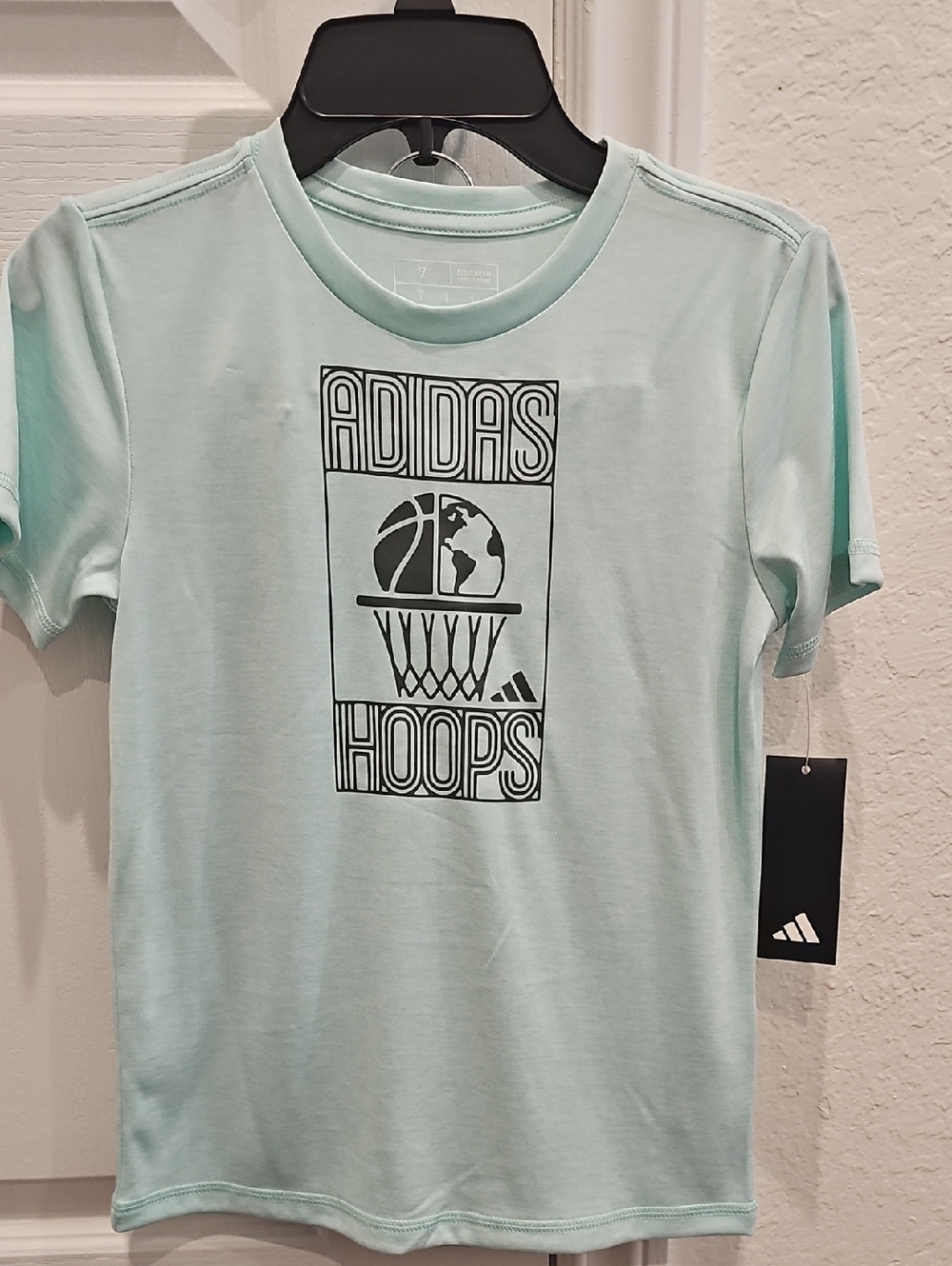 Boy's Adidas 2-Piece Short Set Size 7 Light Aqua NWT